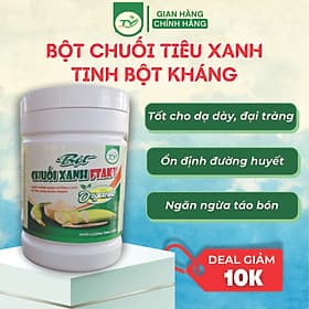 Tinh bột chuối tiêu xanh sấy lạnh FTAKY - Hàm lượng tinh bột kháng cao vượt trội 31,9% hỗ trợ tiêu hóa, đã được kiểm nghiệm